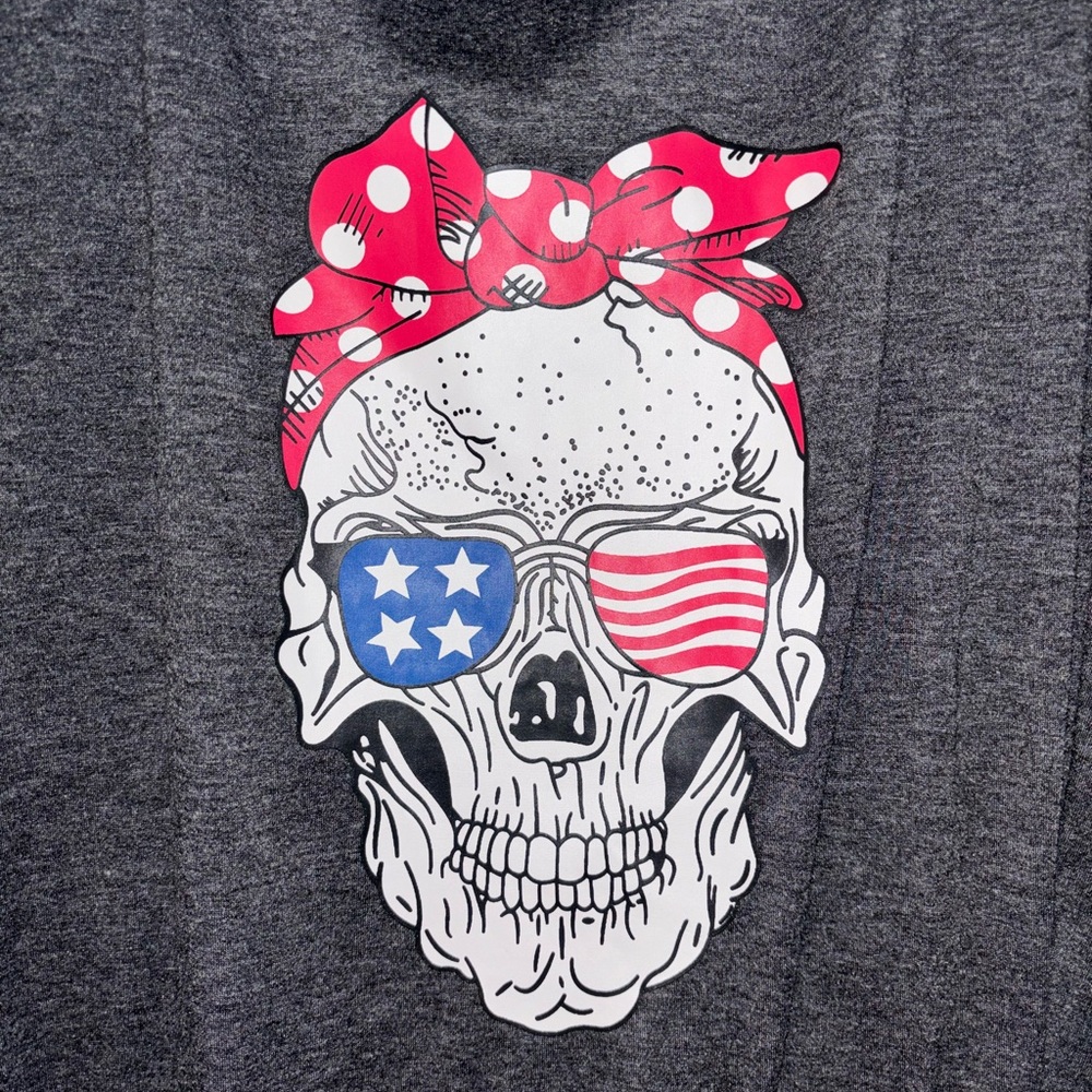Patriotic skull lady tank, 2X, plus size